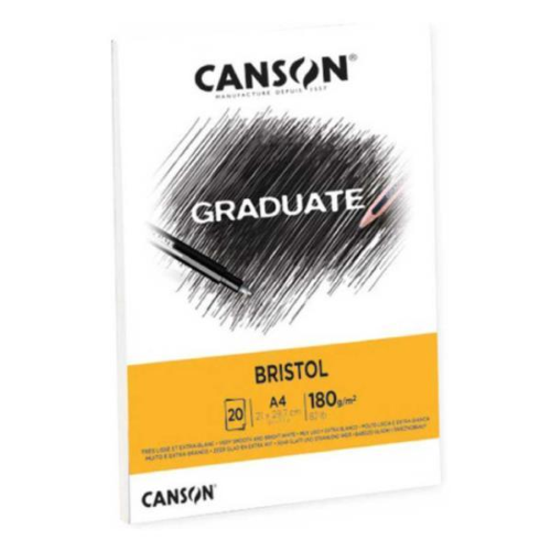 CANSON GRADUATE BLOCCO BRISTOL 180 GR 21X29.7mm A4 20 FOGLI BIANCO